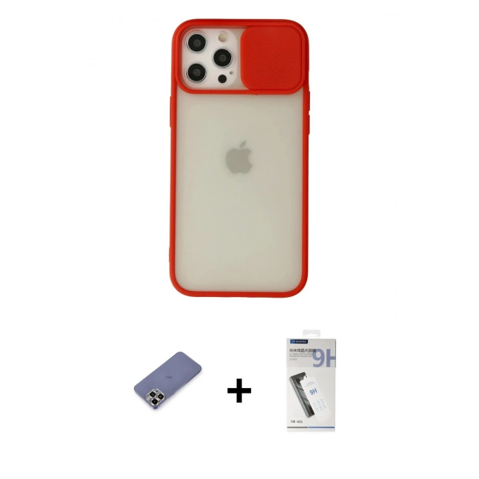 MARSİLYAN™- iPhone 12 Pro Max Kılıf Vadi Çizgi - Şeffaf Uv Polymer Nano Ekran Koruyucu + Metal Kamera Lens Koruma Cam - GD