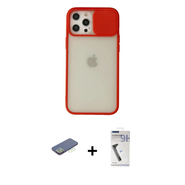 MARSİLYAN™- iPhone 12 Pro Max Kılıf Vadi Çizgi - Şeffaf Uv Polymer Nano Ekran Koruyucu + Renkli Kamera Lens Koruma Cam - YL