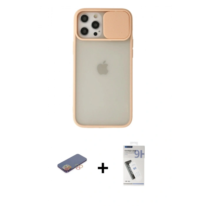 MARSİLYAN™- iPhone 12 Pro Max Kılıf Vadi Çizgi - Şeffaf Uv Polymer Nano Ekran Koruyucu + Renkli Kamera Lens Koruma Cam - TU
