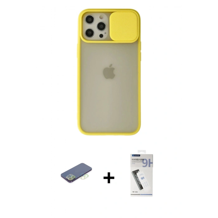 MARSİLYAN™- iPhone 12 Pro Max Kılıf Vadi Çizgi - Şeffaf Uv Polymer Nano Ekran Koruyucu + Renkli Kamera Lens Koruma Cam - YL