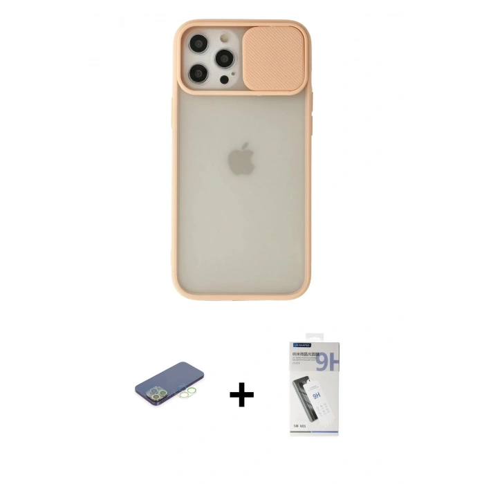MARSİLYAN™- iPhone 12 Pro Max Kılıf Vadi Çizgi - Şeffaf Uv Polymer Nano Ekran Koruyucu + Renkli Kamera Lens Koruma Cam - YL