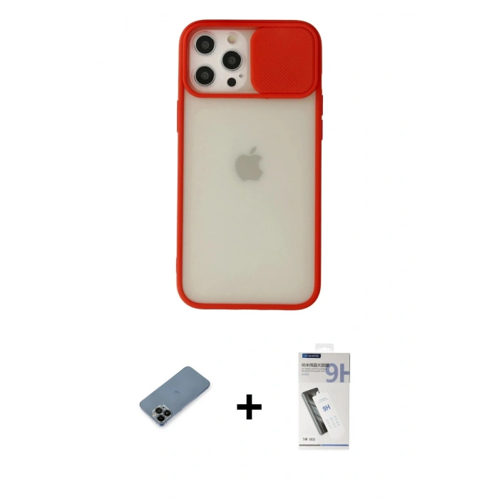 MARSİLYAN™- iPhone 12 Pro Max Kılıf Vadi Çizgi - Şeffaf Uv Polymer Nano Ekran Koruyucu + Shine Kamera Lens Koruma Cam - SH