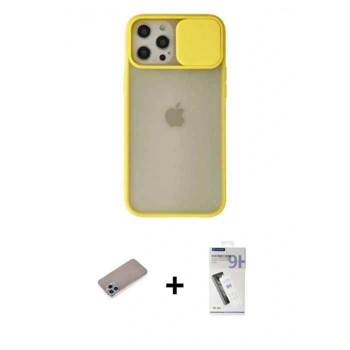 MARSİLYAN™- iPhone 12 Pro Max Kılıf Vadi Çizgi - Şeffaf Uv Polymer Nano Ekran Koruyucu + Shine Kamera Lens Koruma Cam - SABE