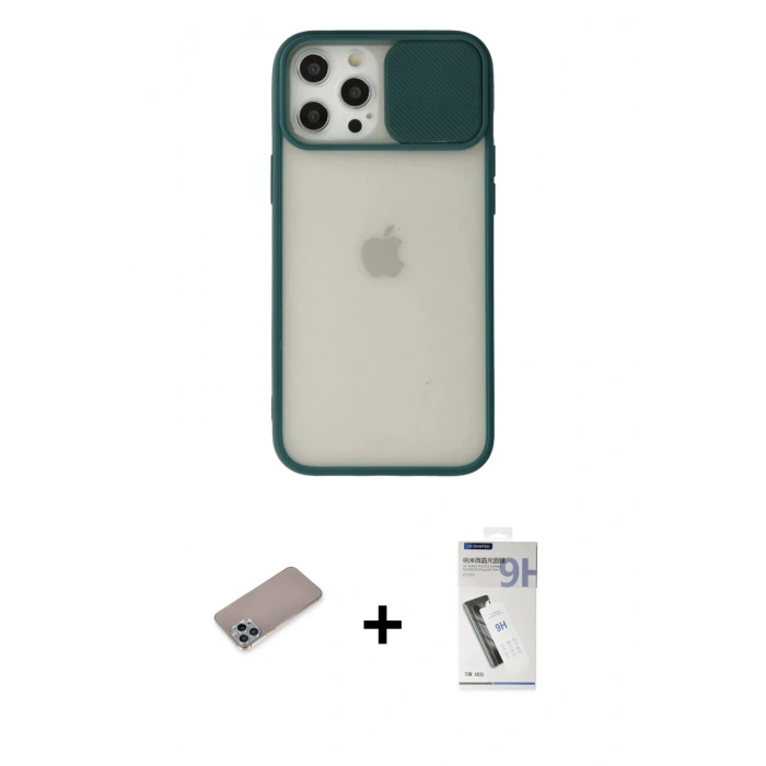 MARSİLYAN™- iPhone 12 Pro Max Kılıf Vadi Çizgi - Şeffaf Uv Polymer Nano Ekran Koruyucu + Shine Kamera Lens Koruma Cam - SABE