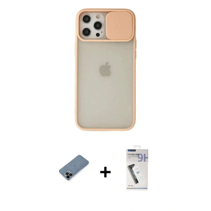 MARSİLYAN™- iPhone 12 Pro Max Kılıf Vadi Çizgi - Şeffaf Uv Polymer Nano Ekran Koruyucu + Shine Kamera Lens Koruma Cam - SH