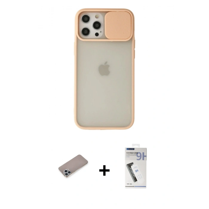 MARSİLYAN™- iPhone 12 Pro Max Kılıf Vadi Çizgi - Şeffaf Uv Polymer Nano Ekran Koruyucu + Shine Kamera Lens Koruma Cam - SABE