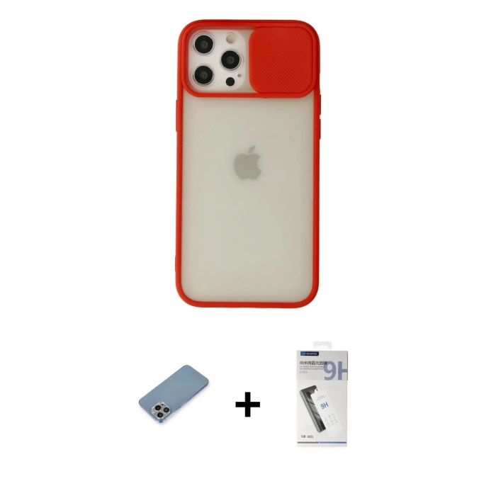 MARSİLYAN™- iPhone 12 Pro Max Kılıf Vadi Çizgi - Şeffaf Uv Polymer Nano Ekran Koruyucu + Shine Kamera Lens Koruma Cam - GI