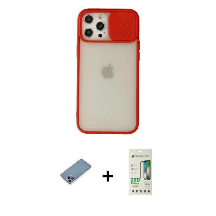 MARSİLYAN™- iPhone 12 Pro Max Kılıf Vadi Çizgi - Siyah 20D Premium Cam Ekran Koruyucu + Shine Kamera Lens Koruma Cam - GI