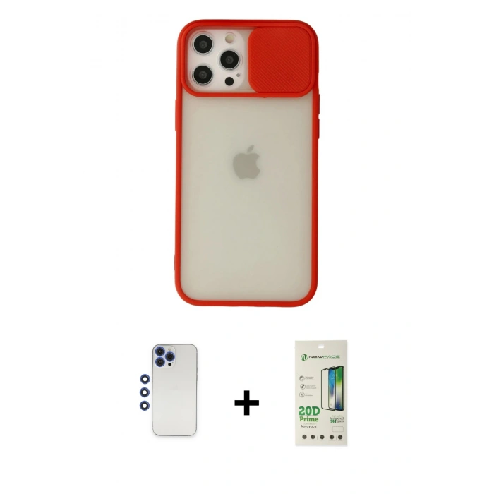 MARSİLYAN™- iPhone 12 Pro Max Kılıf Vadi Çizgi - Siyah 20D Premium Cam Ekran Koruyucu + Shine Kamera Lens - LT