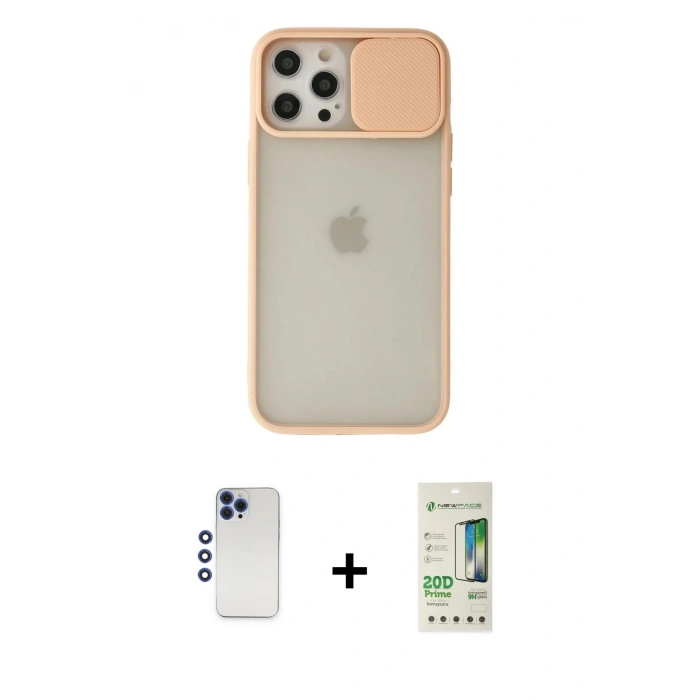 MARSİLYAN™- iPhone 12 Pro Max Kılıf Vadi Çizgi - Siyah 20D Premium Cam Ekran Koruyucu + Shine Kamera Lens - LT