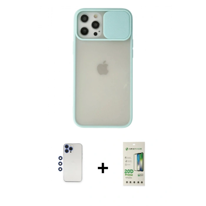 MARSİLYAN™- iPhone 12 Pro Max Kılıf Vadi Çizgi - Siyah 20D Premium Cam Ekran Koruyucu + Shine Kamera Lens - LT