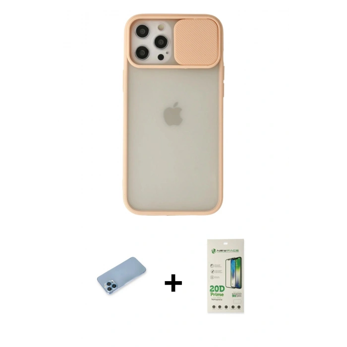 MARSİLYAN™- iPhone 12 Pro Max Kılıf Vadi Çizgi - Siyah 20D Premium Cam Ekran Koruyucu + Shine Kamera Lens Koruma Cam - MI