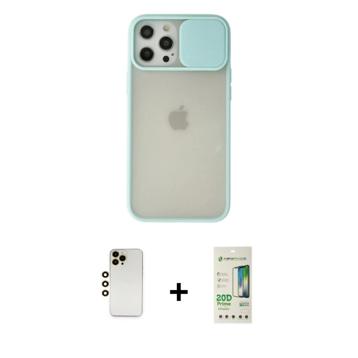 MARSİLYAN™- iPhone 12 Pro Max Kılıf Vadi Çizgi - Siyah 20D Premium Cam Ekran Koruyucu + Shine Kamera Lens - GD