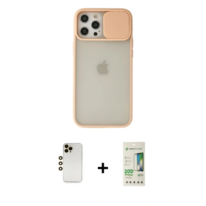 MARSİLYAN™- iPhone 12 Pro Max Kılıf Vadi Çizgi - Siyah 20D Premium Cam Ekran Koruyucu + Shine Kamera Lens - GD
