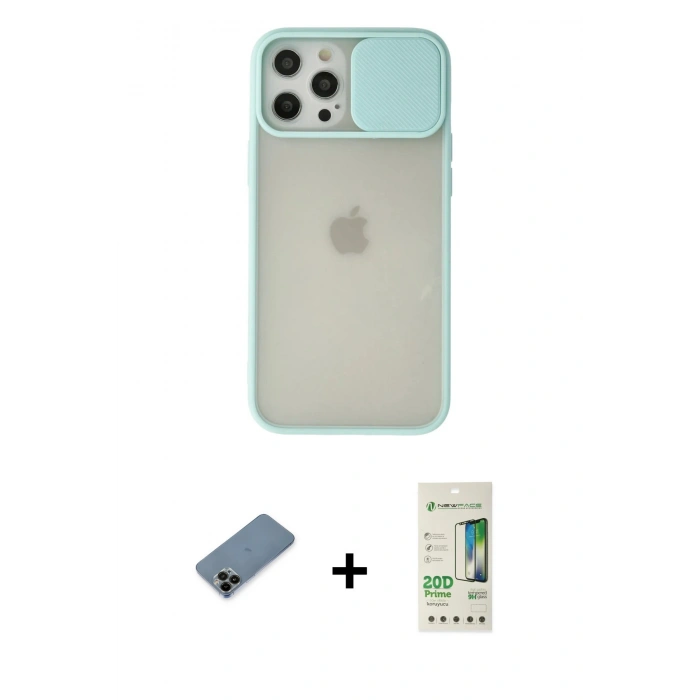 MARSİLYAN™- iPhone 12 Pro Max Kılıf Vadi Çizgi - Siyah 20D Premium Cam Ekran Koruyucu + Shine Kamera Lens Koruma Cam - SH