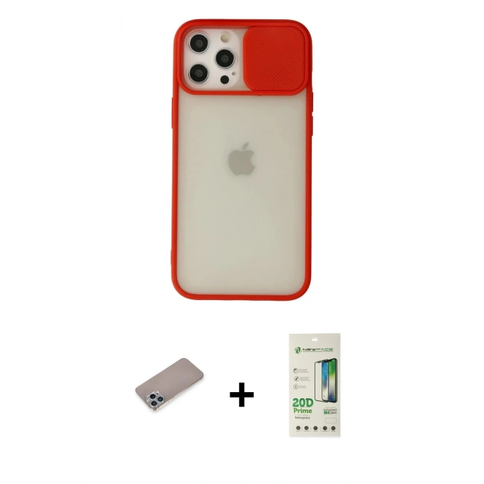 MARSİLYAN™- iPhone 12 Pro Max Kılıf Vadi Çizgi - Siyah 20D Premium Cam Ekran Koruyucu + Shine Kamera Lens Koruma Cam - SABE