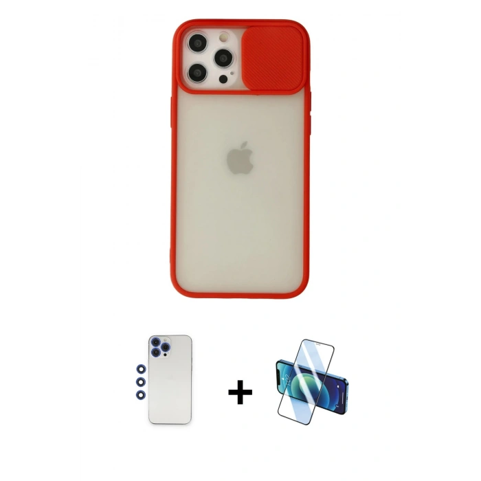 MARSİLYAN™- iPhone 12 Pro Max Kılıf Vadi Çizgi - Siyah 3D Antistatik Seramik Nano Ekran Koruyucu + Shine Kamera Lens - LT