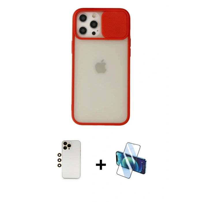 MARSİLYAN™- iPhone 12 Pro Max Kılıf Vadi Çizgi - Siyah 3D Antistatik Seramik Nano Ekran Koruyucu + Shine Kamera Lens - GD