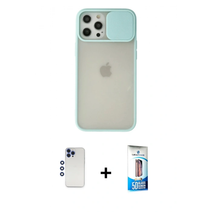 MARSİLYAN™- iPhone 12 Pro Max Kılıf Vadi Çizgi - Siyah 5D Eko Cam Ekran Koruyucu + Shine Kamera Lens - LT