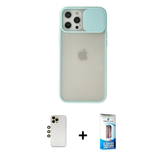 MARSİLYAN™- iPhone 12 Pro Max Kılıf Vadi Çizgi - Siyah 5D Eko Cam Ekran Koruyucu + Shine Kamera Lens - GD