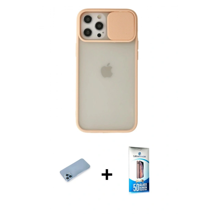 MARSİLYAN™- iPhone 12 Pro Max Kılıf Vadi Çizgi - Siyah 5D Eko Cam Ekran Koruyucu + Shine Kamera Lens Koruma Cam - MI
