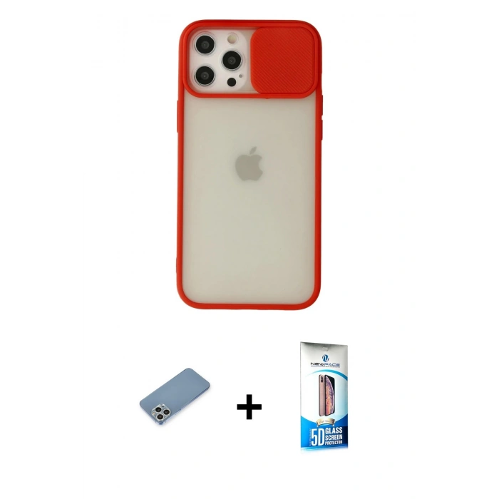 MARSİLYAN™- iPhone 12 Pro Max Kılıf Vadi Çizgi - Siyah 5D Eko Cam Ekran Koruyucu + Shine Kamera Lens Koruma Cam - GS