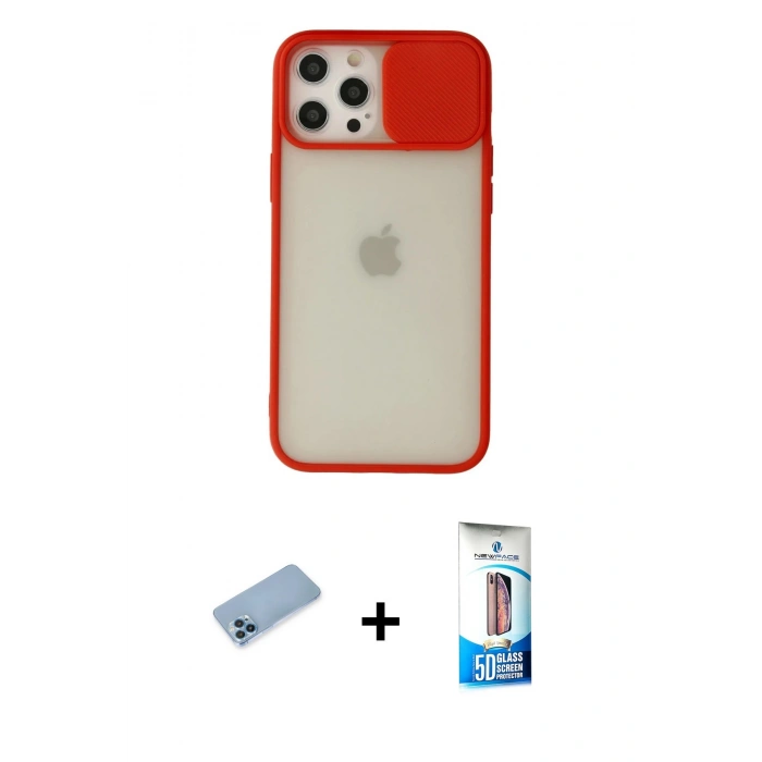 MARSİLYAN™- iPhone 12 Pro Max Kılıf Vadi Çizgi - Siyah 5D Eko Cam Ekran Koruyucu + Shine Kamera Lens Koruma Cam - MI