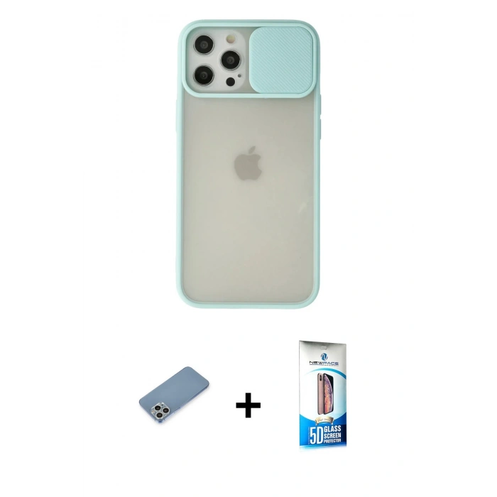 MARSİLYAN™- iPhone 12 Pro Max Kılıf Vadi Çizgi - Siyah 5D Eko Cam Ekran Koruyucu + Shine Kamera Lens Koruma Cam - GS
