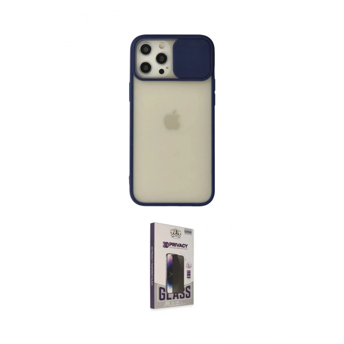 MARSİLYAN™- iPhone 12 Pro Max Kılıf Vadi Çizgi - Siyah Bilvis Hayalet Cam Ekran Koruyucu
