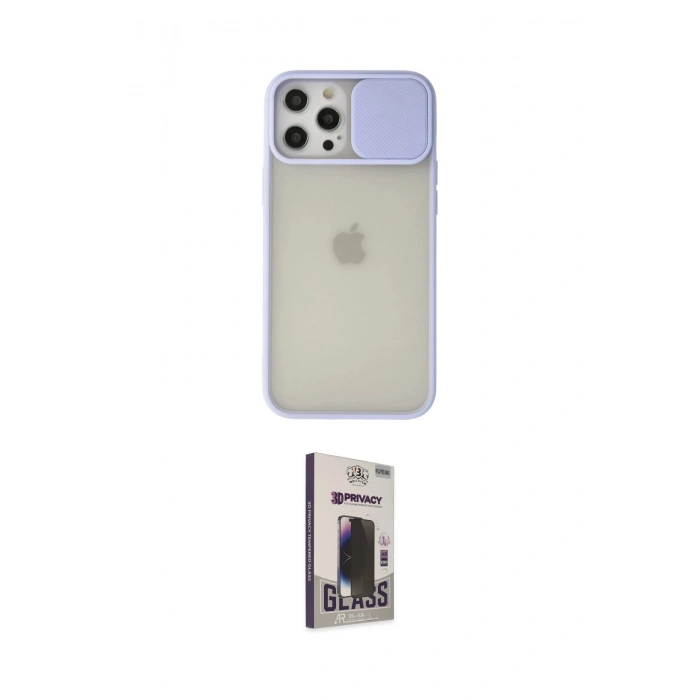 MARSİLYAN™- iPhone 12 Pro Max Kılıf Vadi Çizgi - Siyah Bilvis Hayalet Cam Ekran Koruyucu