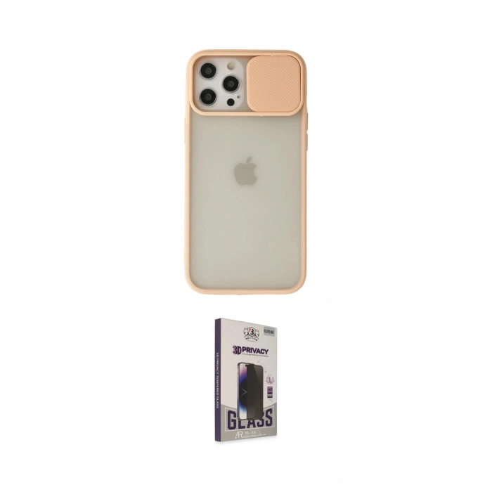 MARSİLYAN™- iPhone 12 Pro Max Kılıf Vadi Çizgi - Siyah Bilvis Hayalet Cam Ekran Koruyucu