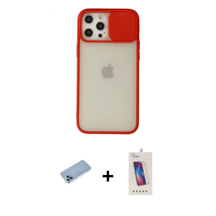 MARSİLYAN™- iPhone 12 Pro Max Kılıf Vadi Çizgi - Siyah Joko 5D Cam + Shine Kamera Lens Koruma Cam - MI