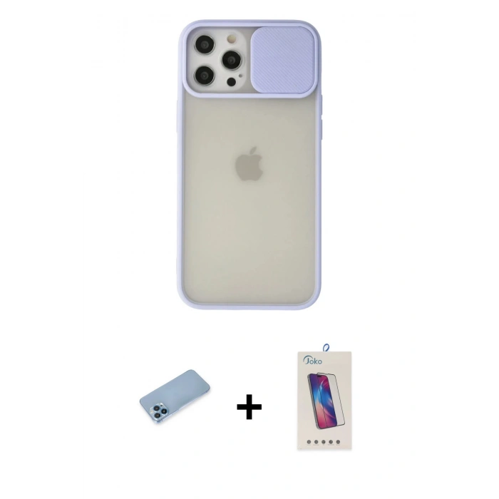 MARSİLYAN™- iPhone 12 Pro Max Kılıf Vadi Çizgi - Siyah Joko 5D Cam + Shine Kamera Lens Koruma Cam - MI