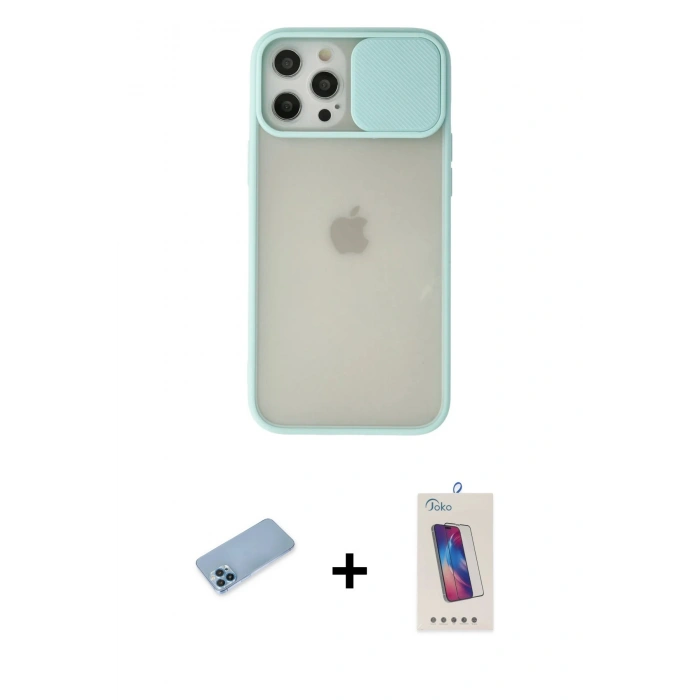 MARSİLYAN™- iPhone 12 Pro Max Kılıf Vadi Çizgi - Siyah Joko 5D Cam + Shine Kamera Lens Koruma Cam - MI