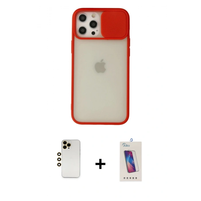 MARSİLYAN™- iPhone 12 Pro Max Kılıf Vadi Çizgi - Siyah Joko 5D Cam + Shine Kamera Lens - GD