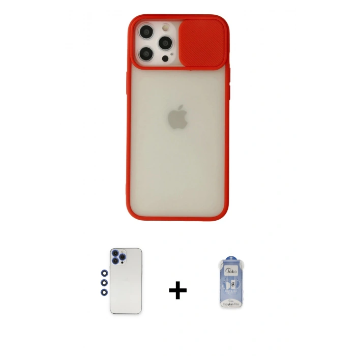 MARSİLYAN™- iPhone 12 Pro Max Kılıf Vadi Çizgi - Siyah Joko Magic 5D Cam + Shine Kamera Lens - LT