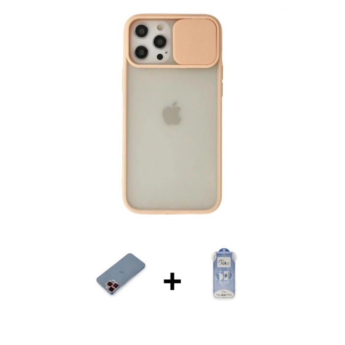 MARSİLYAN™- iPhone 12 Pro Max Kılıf Vadi Çizgi - Siyah Joko Magic 5D Cam + Metal Kamera Lens Koruma Cam - KI