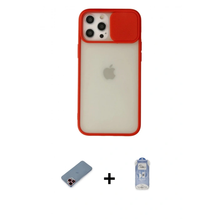 MARSİLYAN™- iPhone 12 Pro Max Kılıf Vadi Çizgi - Siyah Joko Magic 5D Cam + Metal Kamera Lens Koruma Cam - KI