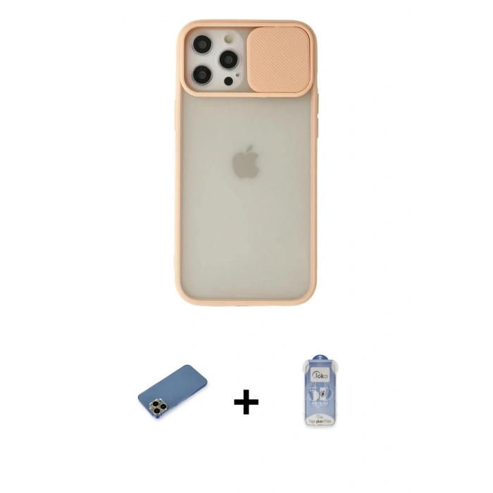 MARSİLYAN™- iPhone 12 Pro Max Kılıf Vadi Çizgi - Siyah Joko Magic 5D Cam + Shine Kamera Lens Koruma Cam - GD