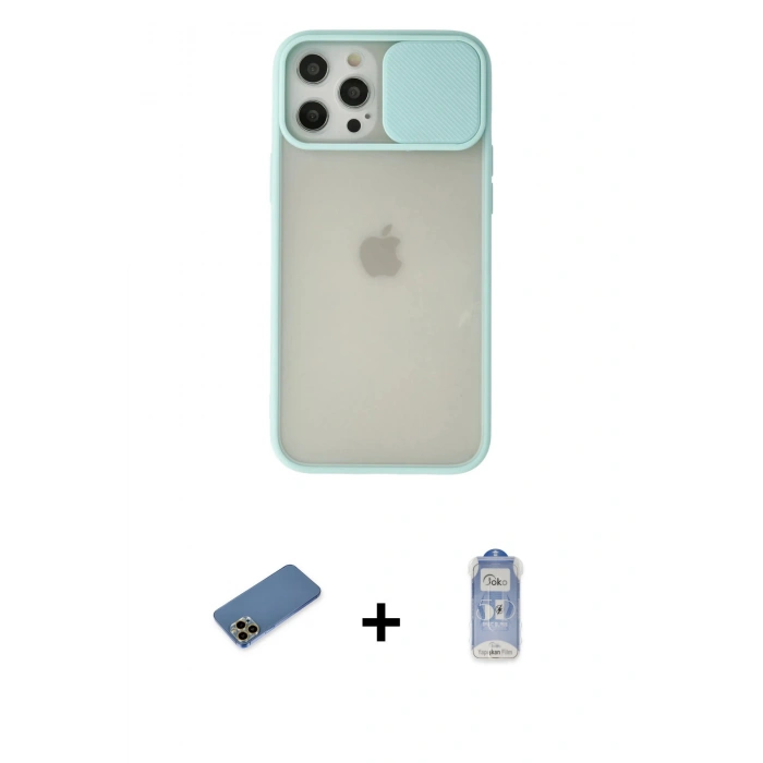 MARSİLYAN™- iPhone 12 Pro Max Kılıf Vadi Çizgi - Siyah Joko Magic 5D Cam + Shine Kamera Lens Koruma Cam - GD