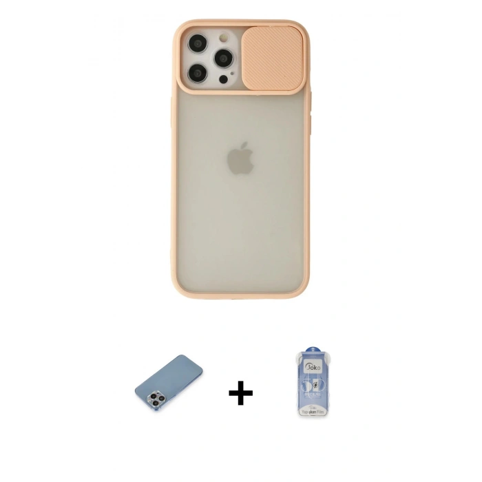 MARSİLYAN™- iPhone 12 Pro Max Kılıf Vadi Çizgi - Siyah Joko Magic 5D Cam + Shine Kamera Lens Koruma Cam - GI