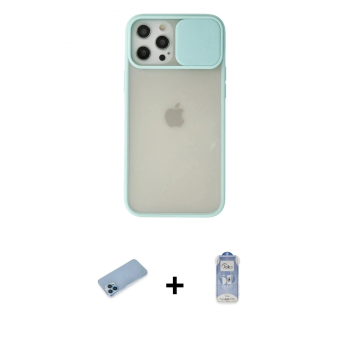 MARSİLYAN™- iPhone 12 Pro Max Kılıf Vadi Çizgi - Siyah Joko Magic 5D Cam + Shine Kamera Lens Koruma Cam - MI