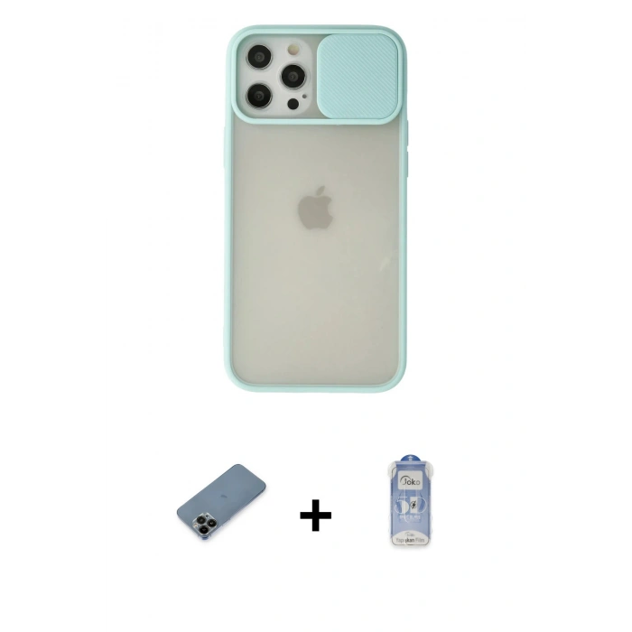 MARSİLYAN™- iPhone 12 Pro Max Kılıf Vadi Çizgi - Siyah Joko Magic 5D Cam + Shine Kamera Lens Koruma Cam - SH