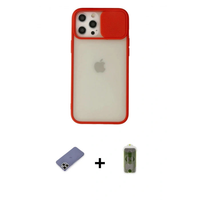 MARSİLYAN™- iPhone 12 Pro Max Kılıf Vadi Çizgi - Siyah Joko Magic 5D Hayalet Cam + Metal Kamera Lens Koruma Cam - GD