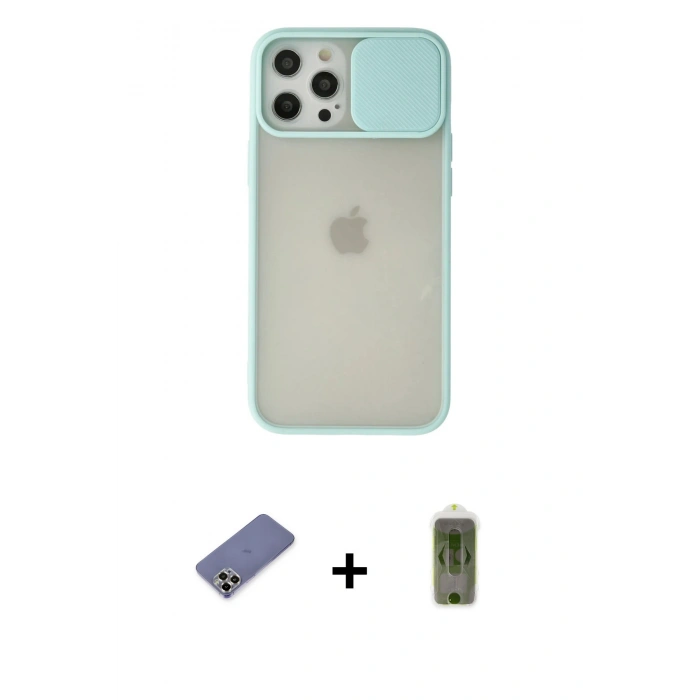 MARSİLYAN™- iPhone 12 Pro Max Kılıf Vadi Çizgi - Siyah Joko Magic 5D Hayalet Cam + Metal Kamera Lens Koruma Cam - GD