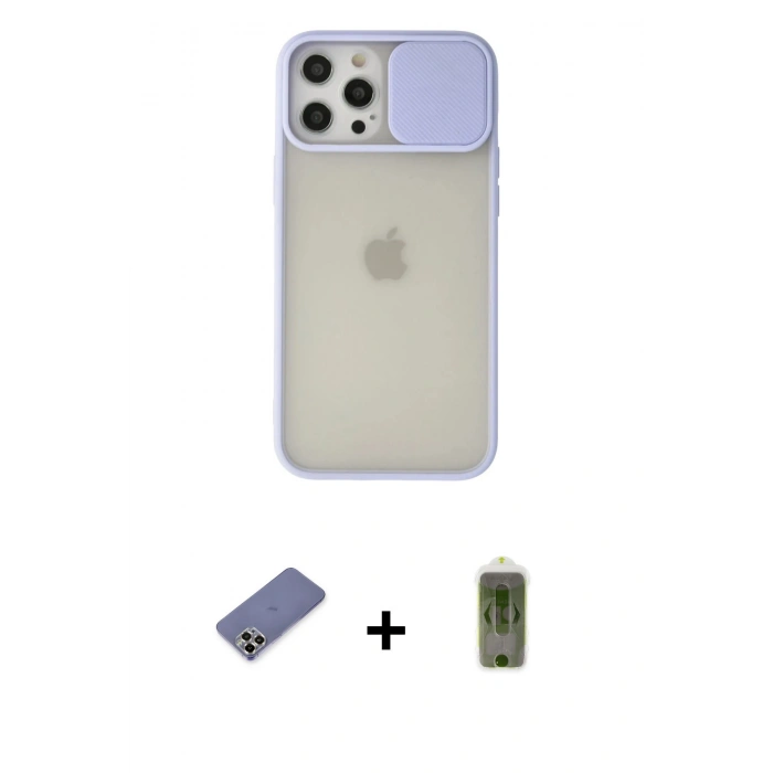 MARSİLYAN™- iPhone 12 Pro Max Kılıf Vadi Çizgi - Siyah Joko Magic 5D Hayalet Cam + Metal Kamera Lens Koruma Cam - GD