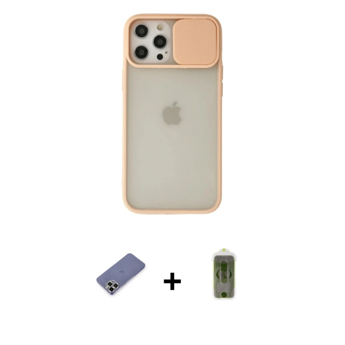 MARSİLYAN™- iPhone 12 Pro Max Kılıf Vadi Çizgi - Siyah Joko Magic 5D Hayalet Cam + Metal Kamera Lens Koruma Cam - GD