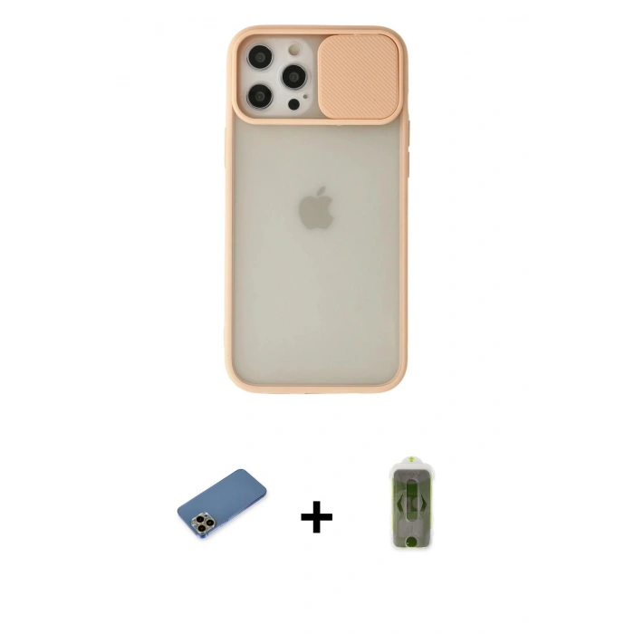MARSİLYAN™- iPhone 12 Pro Max Kılıf Vadi Çizgi - Siyah Joko Magic 5D Hayalet Cam + Shine Kamera Lens Koruma Cam - GD