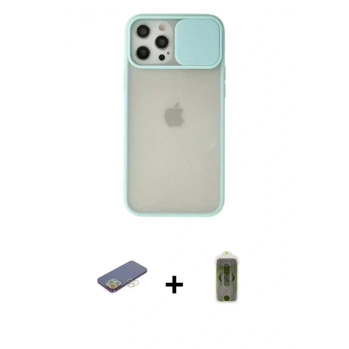 MARSİLYAN™- iPhone 12 Pro Max Kılıf Vadi Çizgi - Siyah Joko Magic 5D Hayalet Cam + Renkli Kamera Lens Koruma Cam - SI