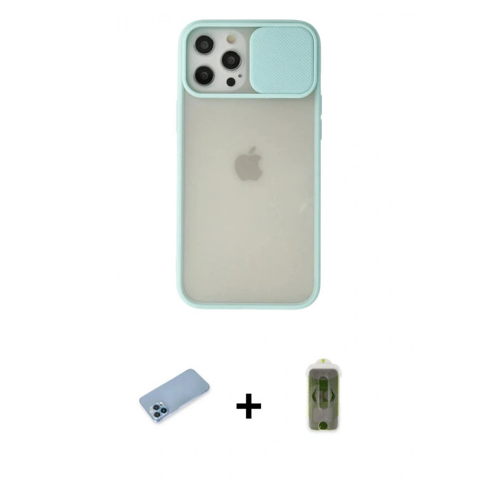 MARSİLYAN™- iPhone 12 Pro Max Kılıf Vadi Çizgi - Siyah Joko Magic 5D Hayalet Cam + Shine Kamera Lens Koruma Cam - MI